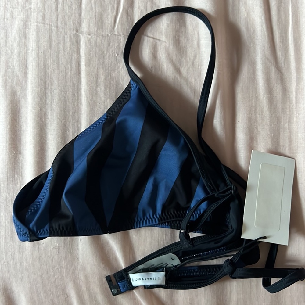 Solid and striped bikini top